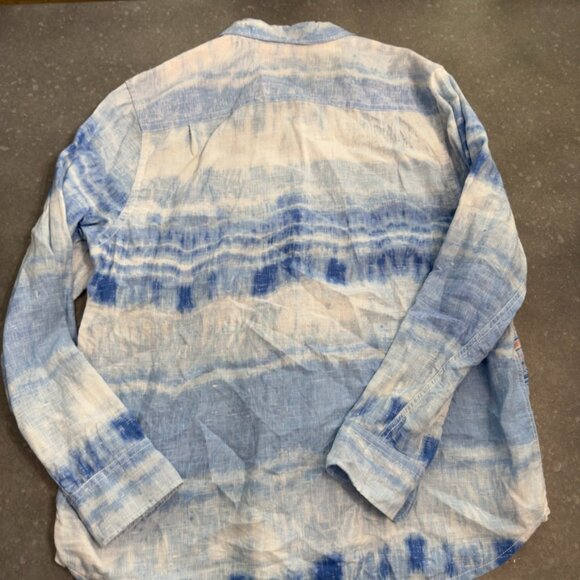 Tommy Bahama Relax Blue Watercolor Floral Linen Shirt – Size XL - Picture 4 of 14